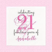 21e anniversaire 21 ans fabuleux Papier rose servi