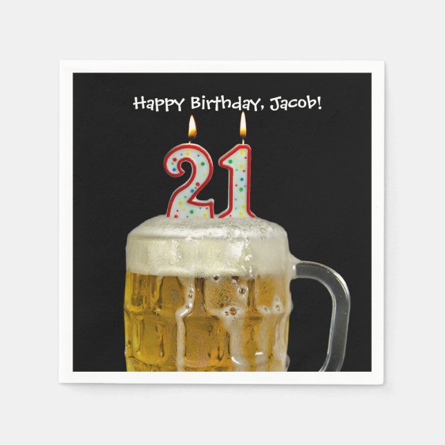 Serviette En Papier 21e anniversaire bière (Devant)
