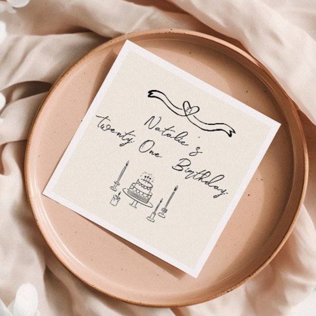 Serviette En Papier 21e Anniversaire de la boîte à gâteaux dessinés à  (Créateur téléchargé)