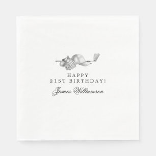Serviette En Papier 21e Anniversaire de la fête de golf Thème modifiab
