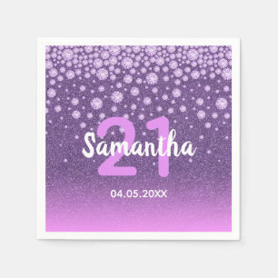 Serviette En Papier 21e anniversaire fausse parties scintillant rose v