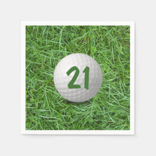 Serviette En Papier 21e Anniversaire Golf Ball on Grass
