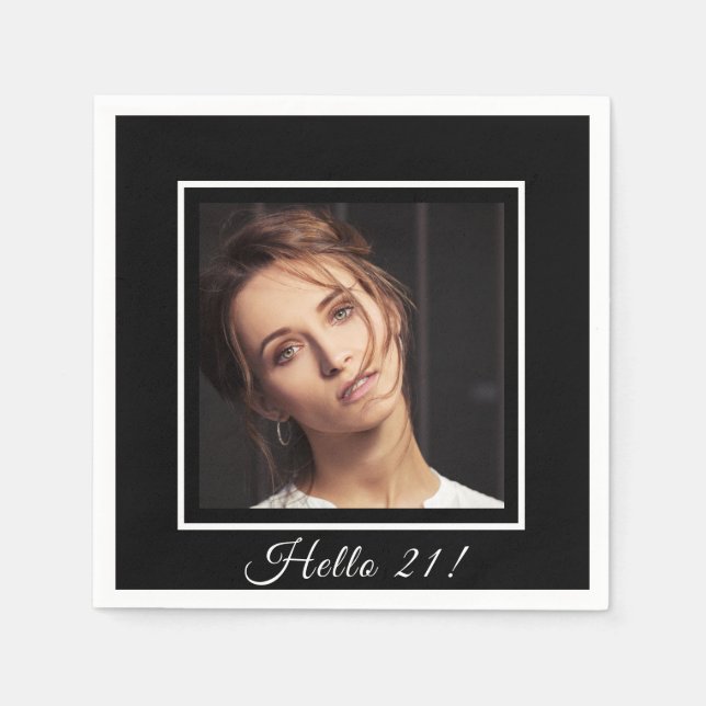 Serviette En Papier 21e anniversaire noir blanc photo (Devant)