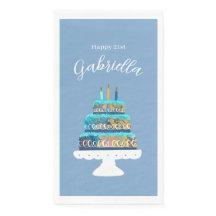 21e anniversaire personnalisé avec gâteau bleu et 