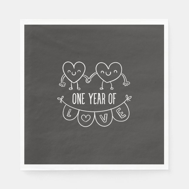 Serviette En Papier 21e Anniversary Poison Chalk Hearts (Devant)