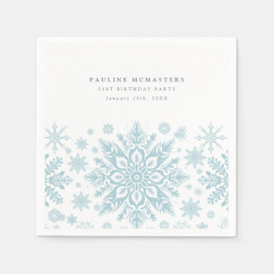 Serviette En Papier 21e fête d'anniversaire Blue White Snowflake hiver