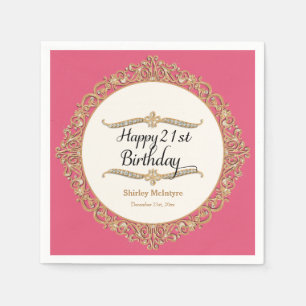 Serviette En Papier 21e Joyeuse fête d'anniversaire Décor