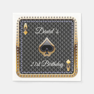 Serviette En Papier 21e Poker Playing Card Casino Anniversaire Serviet