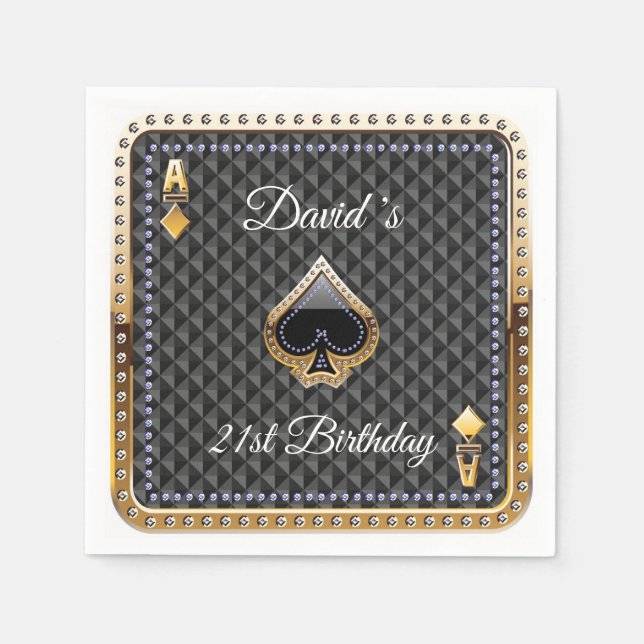Serviette En Papier 21e Poker Playing Card Casino Anniversaire Serviet (Devant)
