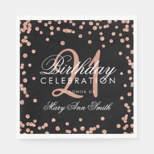 Serviette En Papier 21ème noir de confettis de parties scintillantes