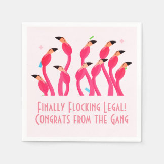 Serviette En Papier 21st Birthday Finally Flocking Legal Flamingos