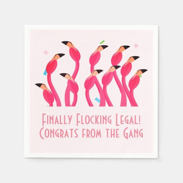 Serviette En Papier 21st Birthday Finally Flocking Legal Flamingos (Devant)