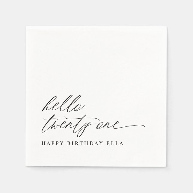Serviette En Papier 21st Birthday Party Hello 21 Modern Milestone (Devant)
