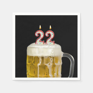Serviette En Papier 22e Anniversaire Bière en noir