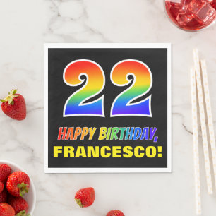 Serviette En Papier 22e anniversaire : Bold, amusant, simple, arc-en-c