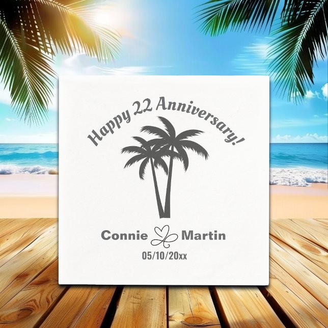 Serviette En Papier 22e anniversaire du Mariage Palmiers (Créateur téléchargé)