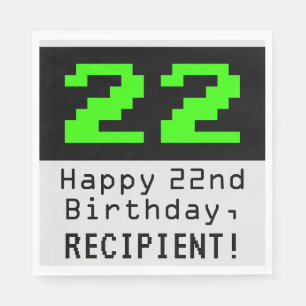 Serviette En Papier 22e anniversaire - Nerdy / Geeky Style "22" & Nom