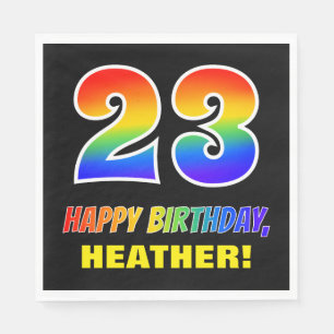 Serviette En Papier 23e anniversaire : Gras, Amusant, Simple, Arc-en-c