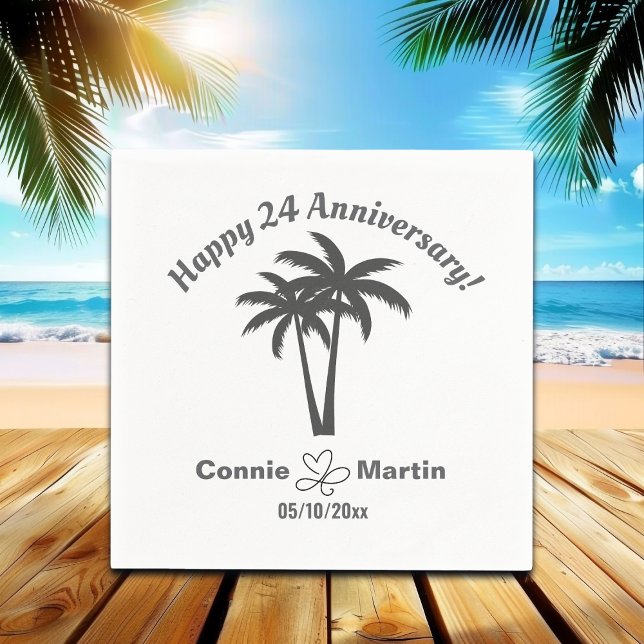 Serviette En Papier 24e Anniversaire de Mariage Palmiers (Créateur téléchargé)