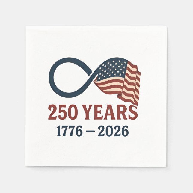 Serviette En Papier 250 Anniversaire 1776-2026 USA Patriotique (Devant)