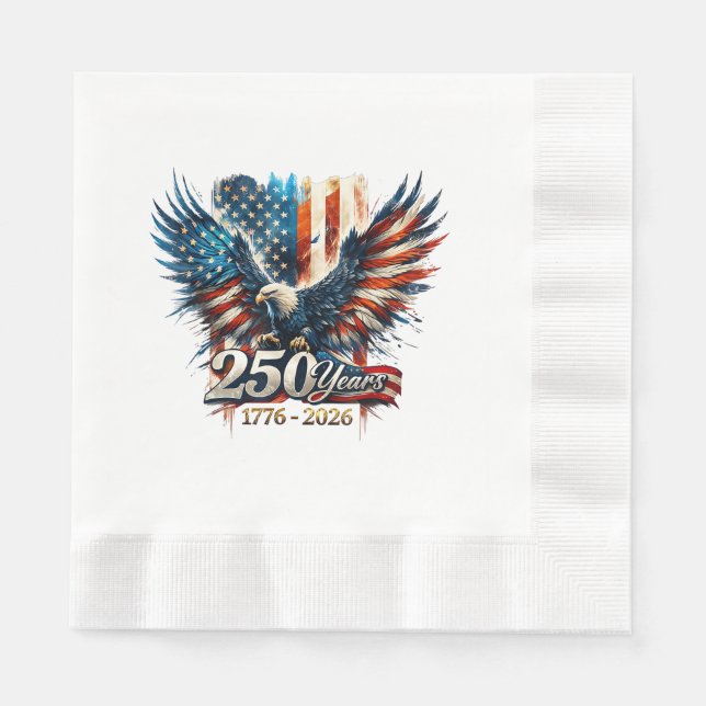 Serviette En Papier 250 Ans d'Amérique Anniversaire 250e Indépendance  (Devant)