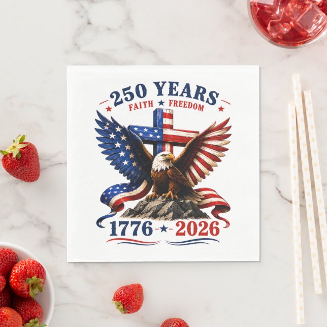 Serviette En Papier 250 ans de foi et de liberté (En situation)