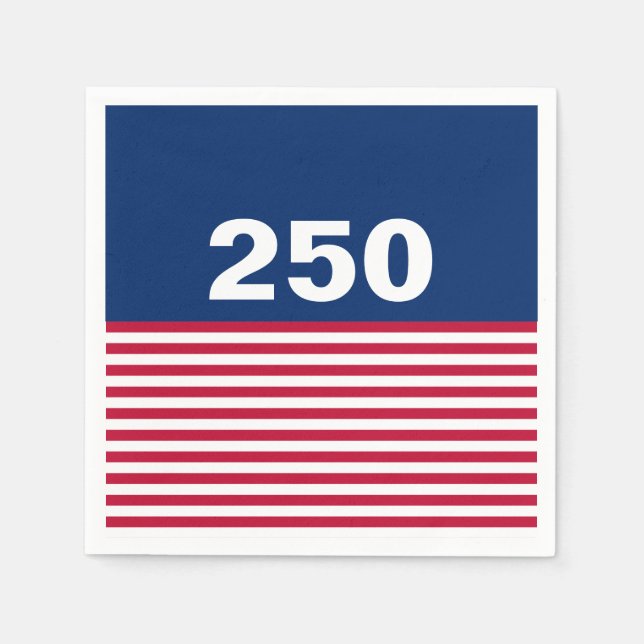 Serviette En Papier 250 Red White and Blue USA Anniversary (Devant)
