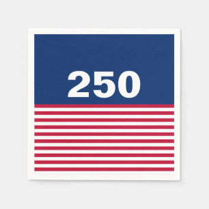 Serviette En Papier 250 Rouge Blanc et Bleu Anniversaire États-Unis