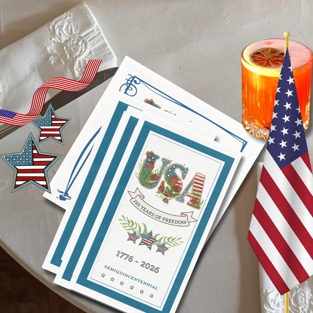 Serviette En Papier 250 Years of Freedom Elegant Patriotic  (250 Years of Freedom Elegant Patriotic Paper Guest Paper Guest Towels)