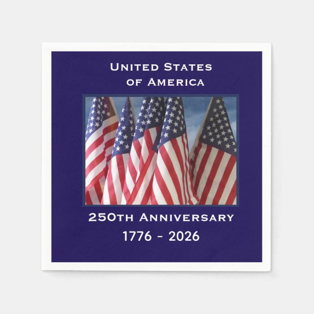 Serviette En Papier 250e anniversaire USA Patriotic Flags Papier (Devant)
