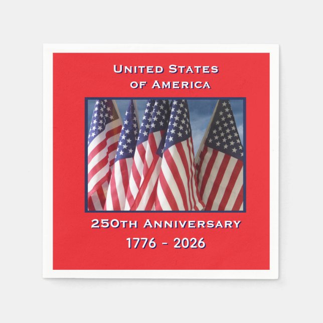 Serviette En Papier 250e anniversaire USA Patriotic Flags Papier (Devant)