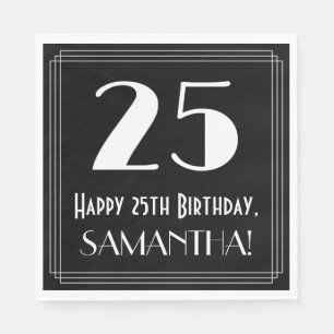 Serviette En Papier 25e anniversaire ~ Art Déco Inspiré Look "25", Nom