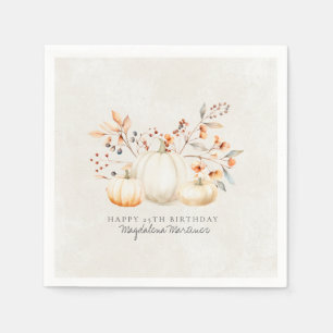 Serviette En Papier 25e anniversaire blanc Citrouille automne Leaves p