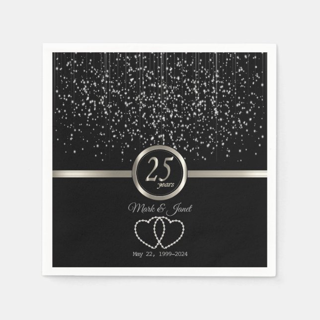 Serviette En Papier 25e anniversaire d'argent Starlights (Devant)