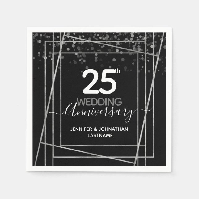 Serviette En Papier 25e anniversaire du Mariage Argent (Devant)