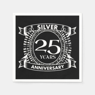 Serviette En Papier 25e anniversaire du mariage argent crête