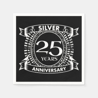Serviette En Papier 25e anniversaire du mariage argent crête