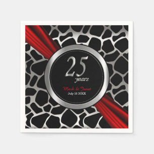 Serviette En Papier 25e anniversaire du Mariage d'argent exotique