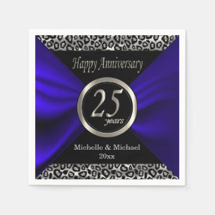 Serviette En Papier 25e anniversaire du Mariage d'argent Motif Leopa