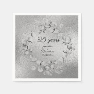 Serviette En Papier 25e anniversaire du Mariage d'Eucalyptus