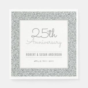 Serviette En Papier 25e anniversaire du Mariage Parties scintillant d'