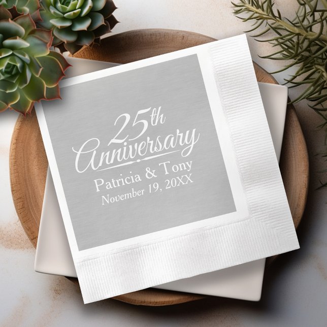 Serviette En Papier 25e anniversaire du Mariage Personnalisé (25th Wedding Anniversary Personalized Napkins)