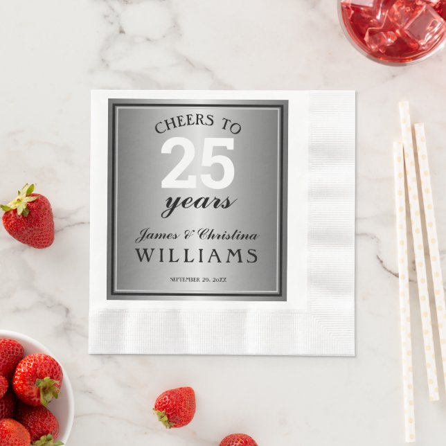 Serviette En Papier 25e anniversaire du Mariage Soie 25 ans (En situation)