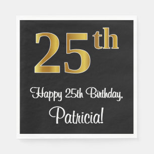 Serviette En Papier 25e anniversaire ~ Elégant Luxueux Faux Gold Look 