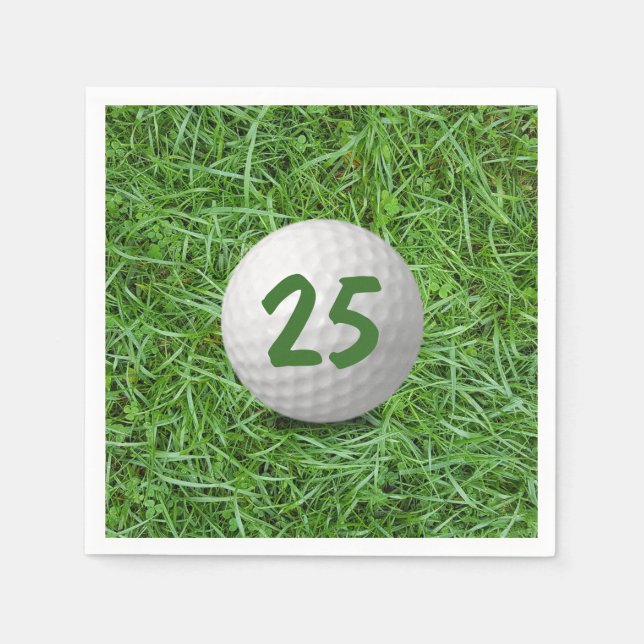 Serviette En Papier 25e anniversaire Golf Ball on Grass Napkins (Devant)
