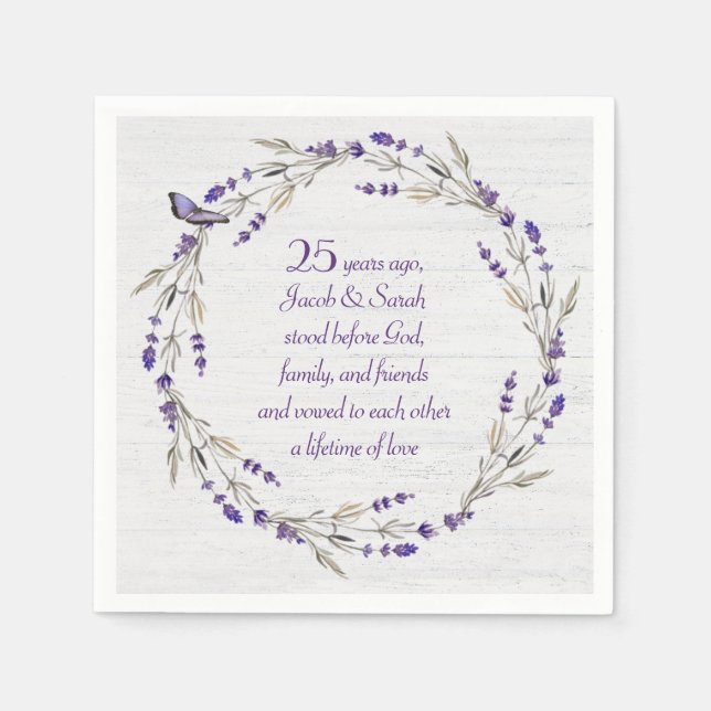 Serviette En Papier 25e anniversaire Lavender Wreath (Devant)