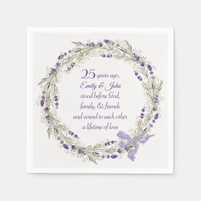 Serviette En Papier 25e anniversaire Lavender Wreath (Devant)