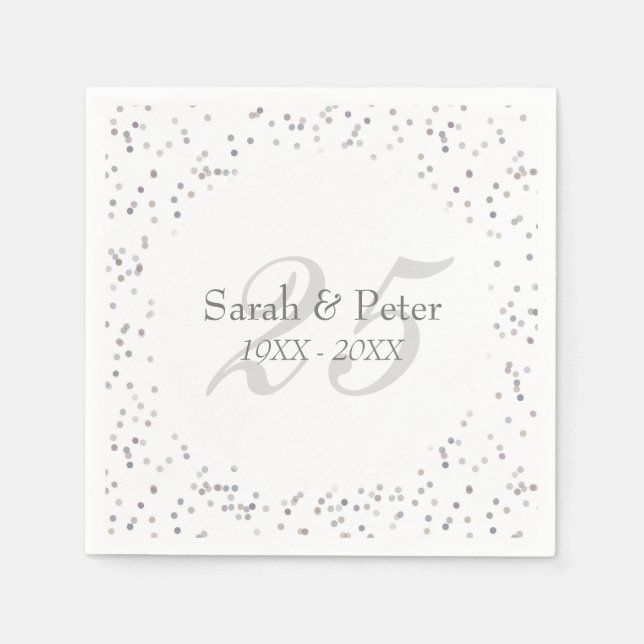 Serviette En Papier 25e anniversaire Mariage de la fécule d'argent Con (Devant)