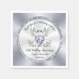 Serviette En Papier 25e anniversaire Mariage serviettes, argent