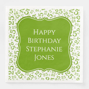 Serviette En Papier 25e anniversaire Motif du numéro de support vert/b